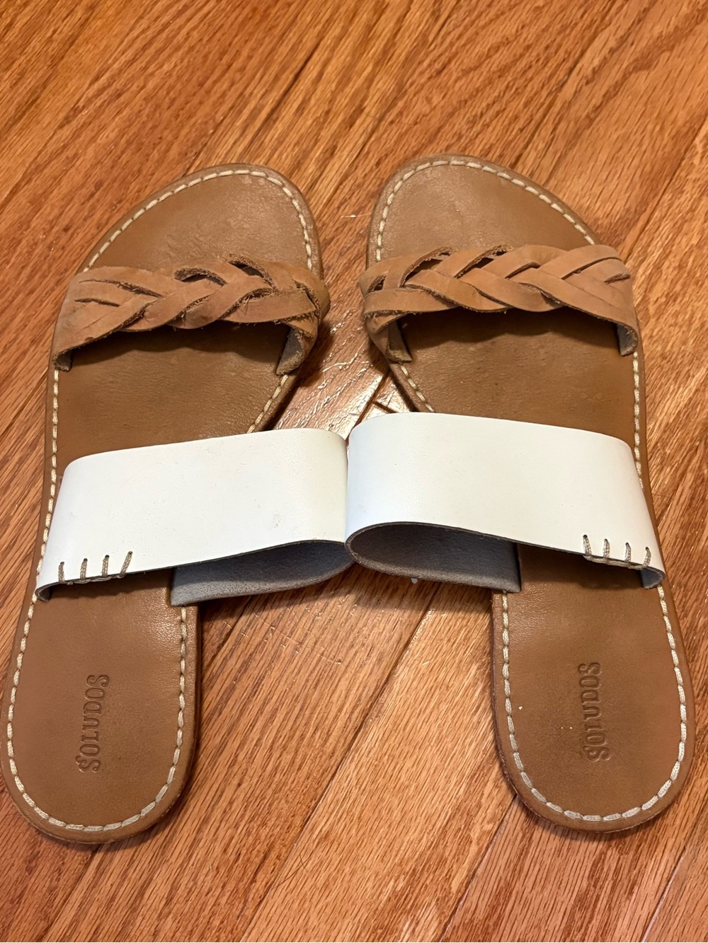 Soludos Double Strap White and Tan Braided Sandals - Picture 8 of 8